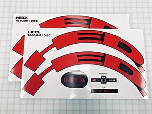 HED 70-90mm RED//BLACK Rim Wheel decal//sticker 9//disc for 1 wheel
