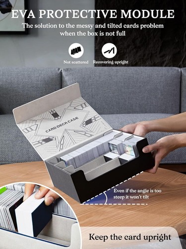 Magnetic Closure PU Leather Card Storage Box for 1800+ Trading Cards - Black - Picture 3 of 11