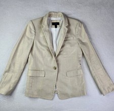 J Crew Blazer Gold Metallic Collared Lined Bu...