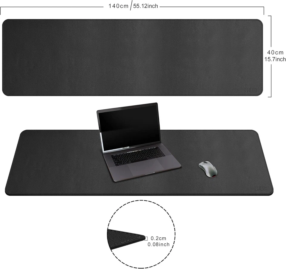 Sottomano Da Scrivania in Pelle - 140X40Cm - Tappetino Da Scrivania in Pelle PU  - Immagine 4 di 4