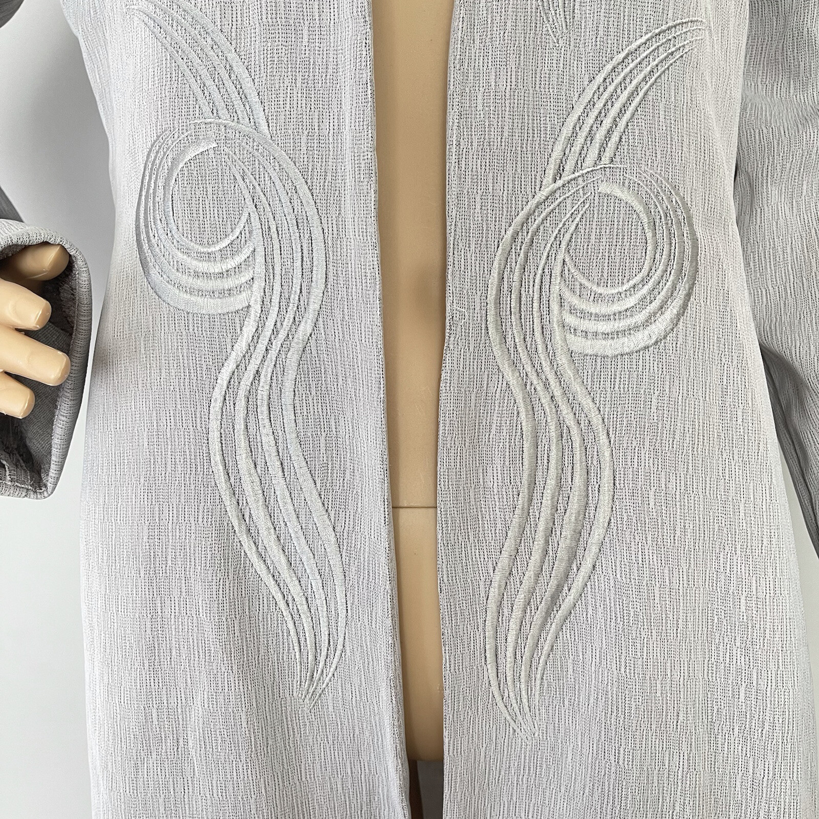 Vintage Michaela Womens Kimono Jacket Grey Embroidered Longline Shacket RRP £250 image 4