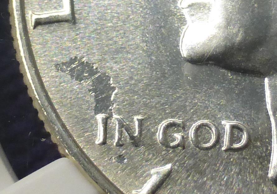 1966 SMS NGC MS 67 Obverse Struck Thru Kennedy Half Dollar