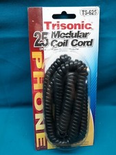 Trisonic - 25 FT Modular Coil Phone Cord - Black