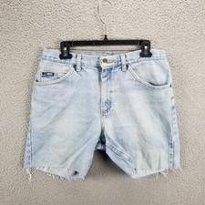 Lee Women Cut Off Denim Shorts 31X5 Mid Rise Raw Hem Distressed Light Wash VTG