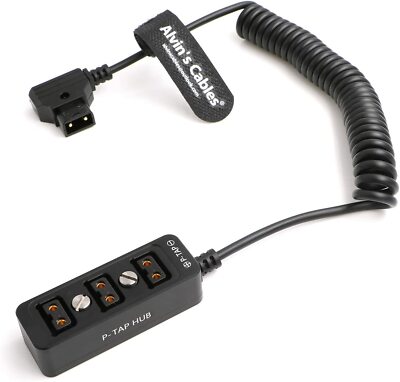 D-tap Splitter P-Tap HUB Coiled Cable Dtap Male to 3 Port D Female for ARRI RED