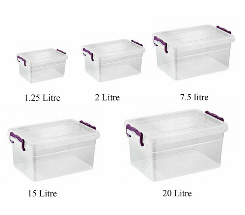 Plastic Storage Box Boxes Lid Handles Food Container Home Kitchen Office Box - Picture 3 of 7