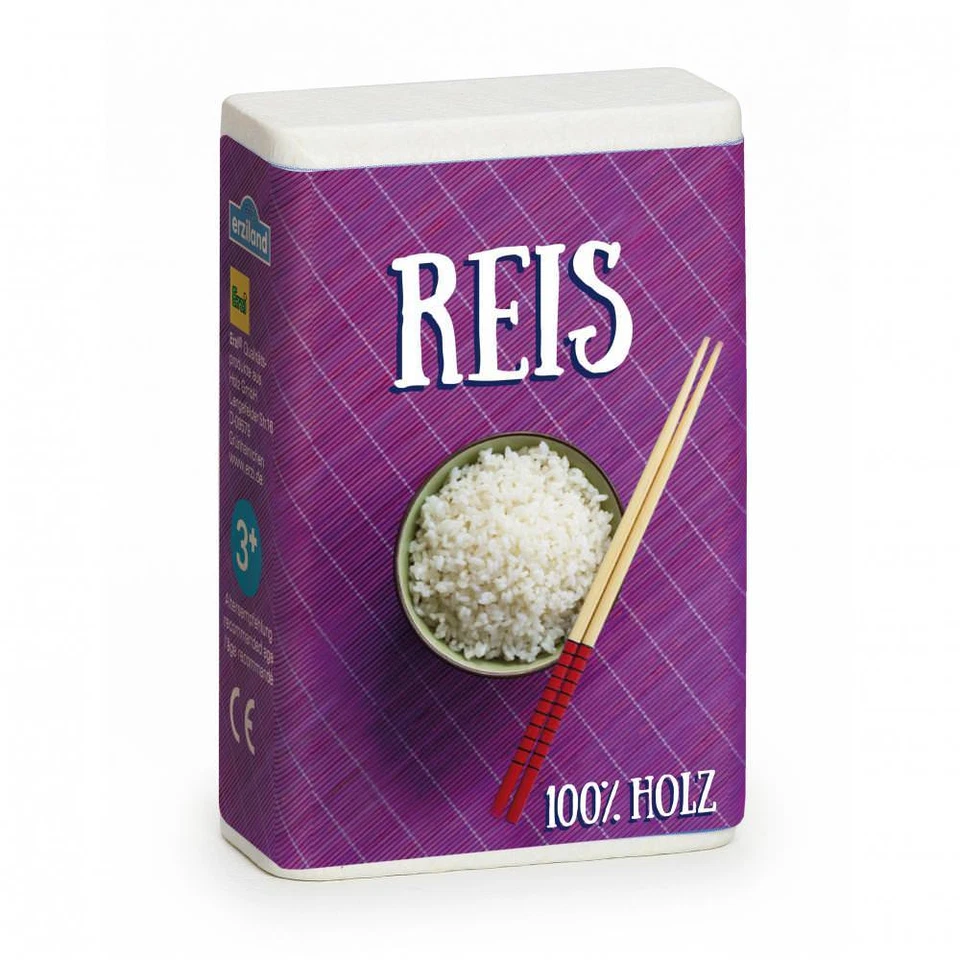 Reis Packung (aus Holz) für Kinderküche, Kaufladen Erzi 19027 * Neu