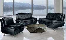 *PRICE DROP* Black Leather Gel 3PC Sofa Set Contemporary Modern Living Furniture