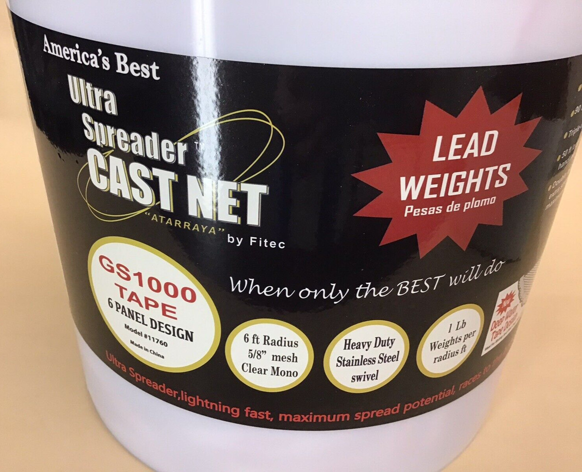 Fitec FITEC 11760 GS1000 Ultra Spreader Cast Net 6'x5/8 Mesh Clear w