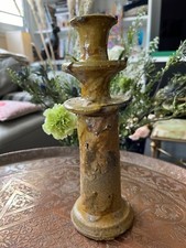 Magnifique bougeoir ocre de Tamegroute, fabrication artisanale au Maroc