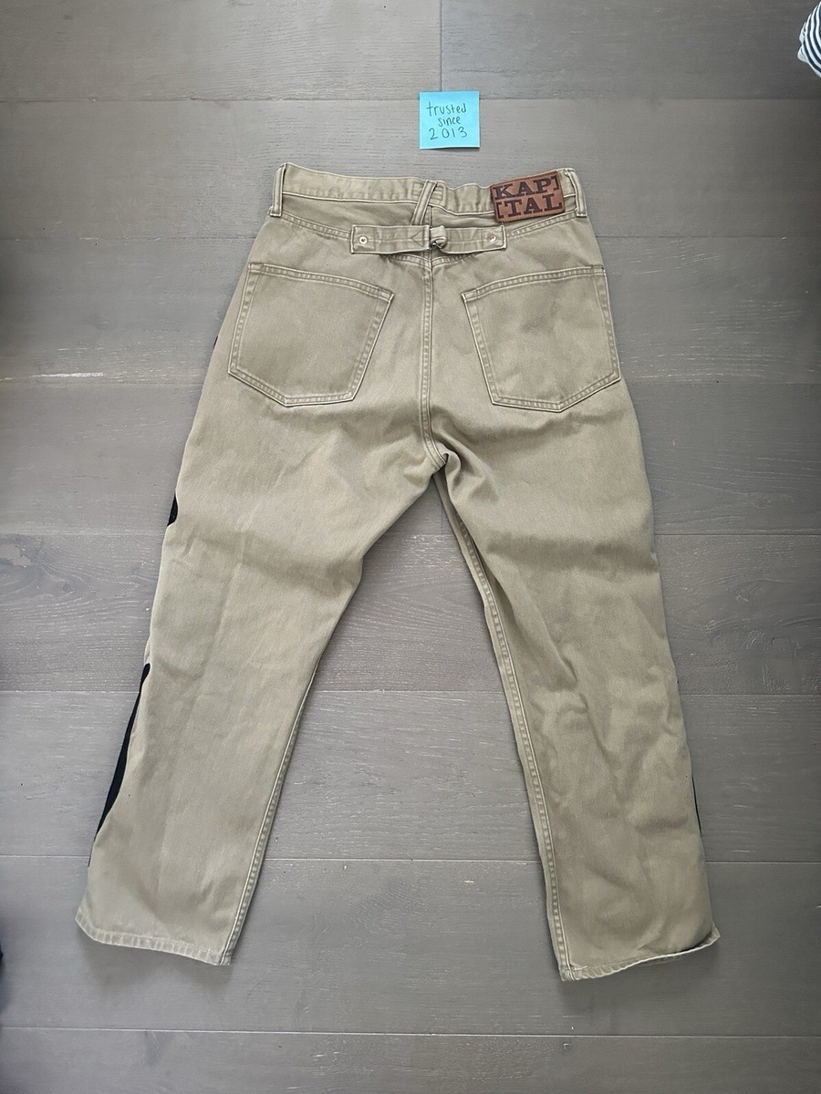 KAPITAL Pants Denim Bone Skeleton Embroidered Camo Beige KAPITAL Pants Denim Bone Skeleton Embroidered Camo Beige
