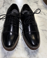 FREEMAN Boys Dress SHOES 1.5 Black Oxfords WAYNE Lace Up New