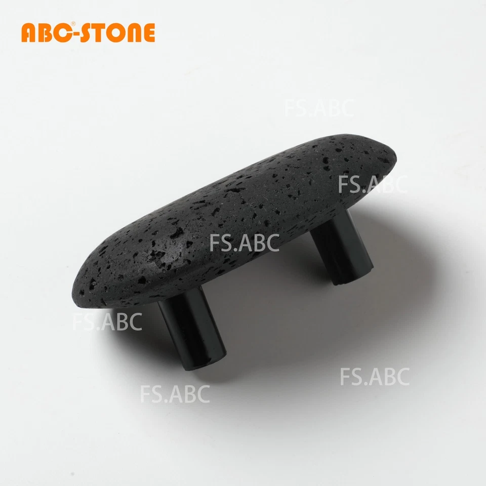 2 piezas manijas de puerta de piedra de lava volcán natural decorativas vintage Foto 2 de 4