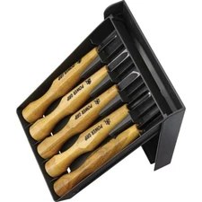 Mikihisa Power Grip Wood Chisel Set 5pc With Beech Wood Handles Hardside Case