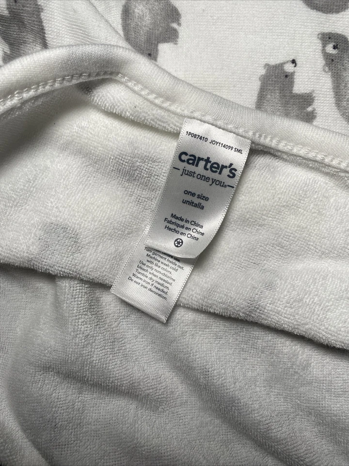 Manta Carters Just One You Baby Gris Oso Cachorros Blanco Terry Tejido Seguridad Lovey Foto 3 de 4