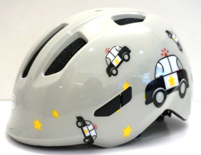 ABUS Smiley 3.0,Fahrradhelm,Unisex Kinder,Gr.50/55,Grau mit Polizei Auto