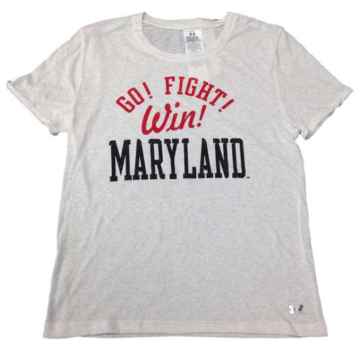 Maryland Terrapins Under Armour WOMEN HeatGear "Go Fight Win" SS T-Shirt (M) - Afbeelding 1 van 1