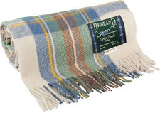 Tweed Sofa Throw Blanket Stewart Muted Blue Tartan Light Blue Picnic Blanket