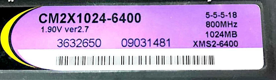 CORSAIR CM2X1024-6400 (X2) 800MHz, 1024MB set of 2 pre-owned - Image 2 of 3