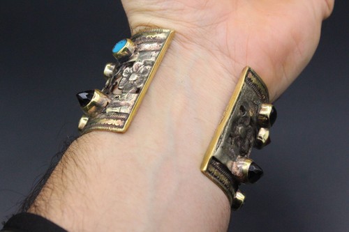 Afghan Cuff Bracelet, Belly Dance Bracelet Colorful Gemstones Cuff Bracelet - Picture 13 of 13
