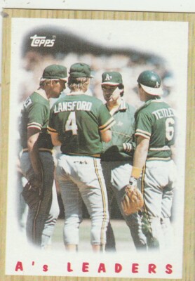 FREE SHIPPING-MINT-1987 Topps #456 Oakland Athletics LEADERS PLUS BONUS CARDS