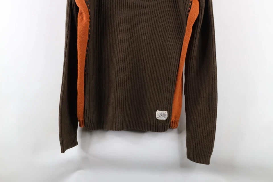 Vintage 90s Guess Mens Medium Faded Chunky Ribbed Knit Half Zip Pullover Sweater - Image 3 of 4