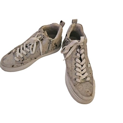 J/Slides Ludlow High-Top Off White Metallic Pony Hair Sneaker Size