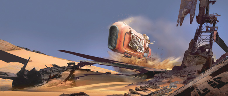 Rey Jakku Desert Sand Speeder Ship Wreckage Star Wars Fine Art