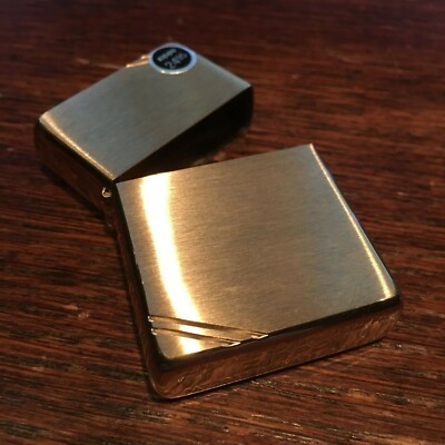 Genuine Zippo brushed brass slashes windproof Lighter CASE ONLY No