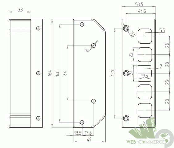 SERRATURA A POMPA PORTA PORTONE LEGNO 60 MM C.R. ART. 3250 MANO SINISTRA S/ASTE - Immagine 2 di 3