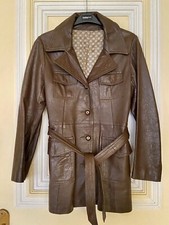 New England Sportswear Company Women’s Brown Leather Lining & Belt 3/4jacket S-m
