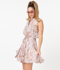 New Everly Flower Pattern Sleeveless Dress With Tie Waist Never Worn Summer