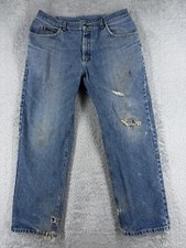 VINTAGE Lee Pants Adult 38 Blue Denim Jeans Straight Leg Cotton Workwear 35x29