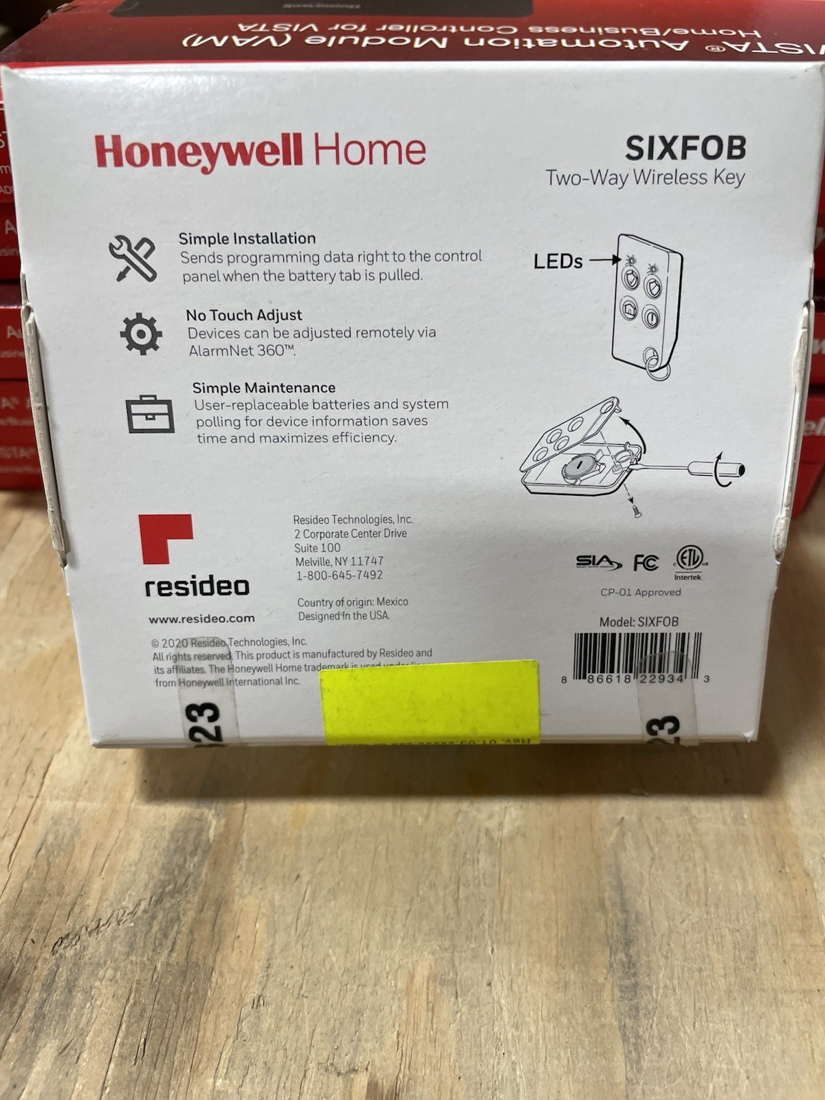 NEW Honeywell SiXFOB SiX Two Way Wireless Key Works With Lyric remote button