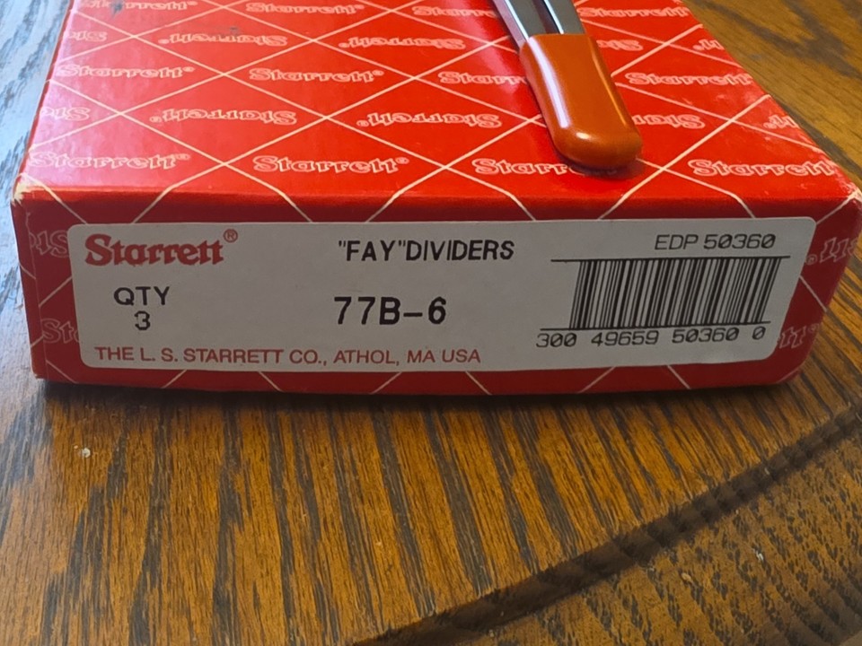 STARRETT No.77B-6 Fay Spring-Type Dividers W/Square Legs, 6.0” Size ...