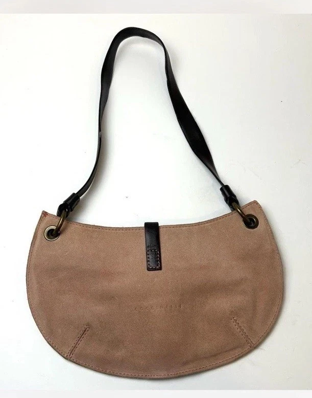 Bolso de montar de gamuza Coccinelle vintage hecho en Italia gamuza rubor accesorios de latón Foto 2 de 4