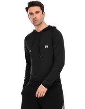 Mens Thermal Hoodie Sweatshirt Pullover Long Sleeve T-Shirt Workout Gym Top Warm
