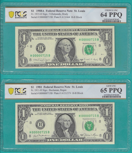 $1, $5, $10 11X MATCHING LOW Serial Number 3 Digit 00000715 PCGS Graded - Picture 5 of 7