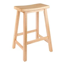 Pemberly Row 24" Saddle Seat Transitional Solid Wood Counter Stool in Natural