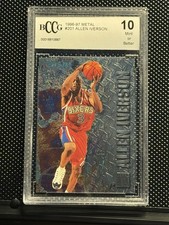 Allen Iverson 1996-97 Metal Rookie #201 BCCG 10 RC Sixers HOF 🔥 INVESTMENT