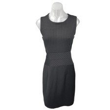 Banana Republic Black Checkered Sleeveless Back Zip Mini Pencil Sheath Dress 12