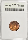 1910 LINCOLN CENT ~ NICE OLD SOAPBOX HOLDER! ANACS MS64 RB!