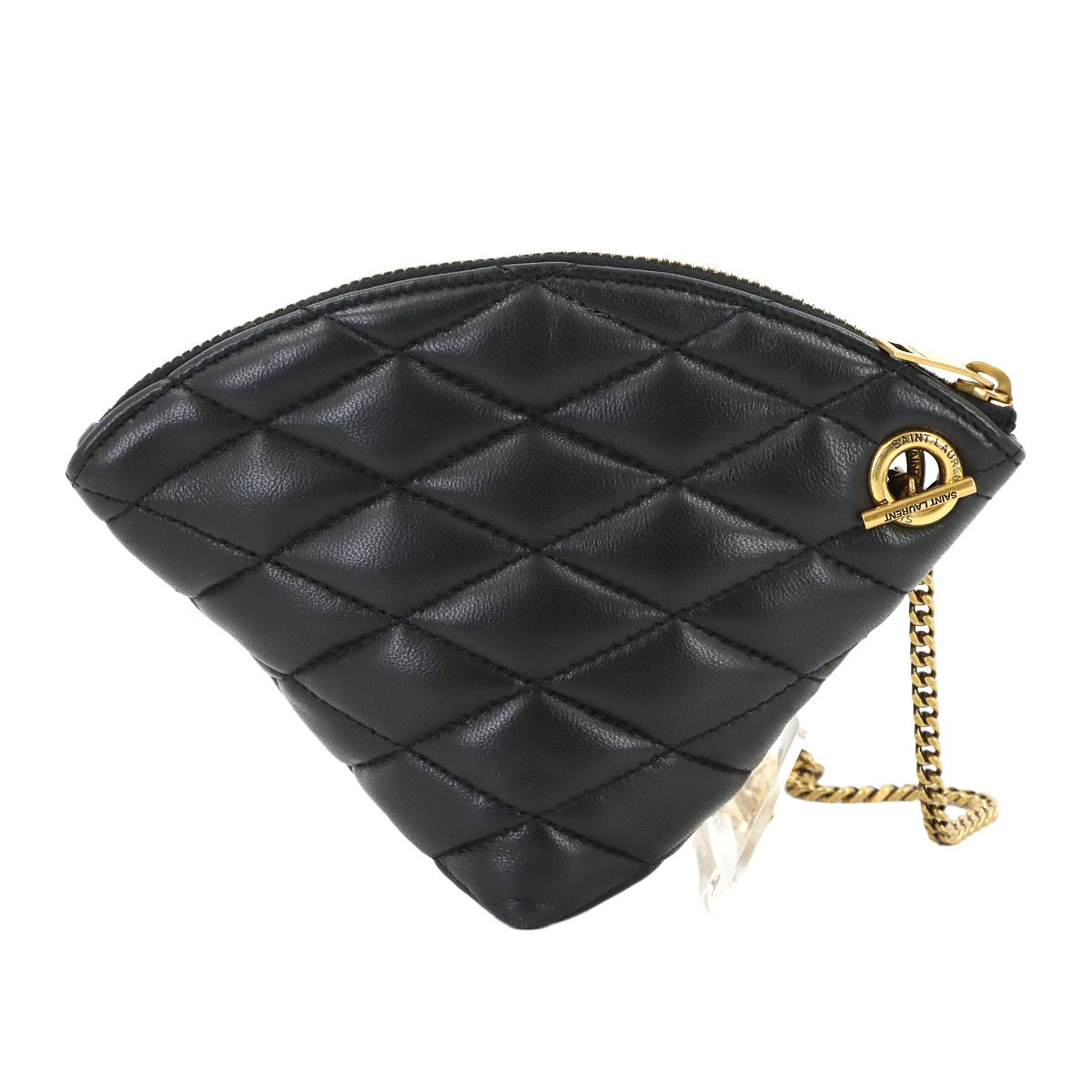 SAINT LAURENT Sade Coin Case Pouch Leather Black 802198 90320792