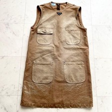 PRADA 24Ss Logo Leather Patch Sleeveless Dress