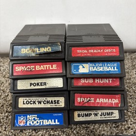 Intellivision Video Game Cartridges Lot Of 10 Games With Overlays Tested