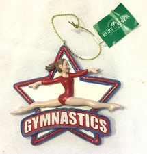 Kurt S. Adler Girls Gymnastics Christmas Ornament Resin Star Glitter Patriotic