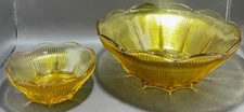 Vintage Anchor Hocking Radiance Honey Amber Glass Chip and Dip Set