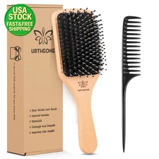 Boar Bristle Hair Brush Paddle for Thick Curly Straight Wet Dry Hair