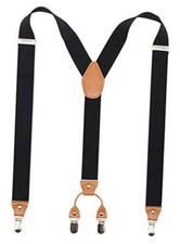 Men  s Y-Back 4 Metal Clip Elastic Wide Suspenders Perfect For Both Black