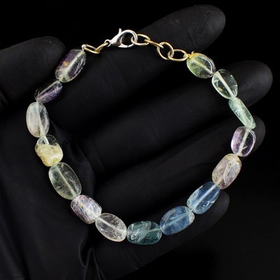 Multicolor Fluorit hervorragendes Muster 75,00 kt Perlen fabelhaftes Armband VK 35 E721